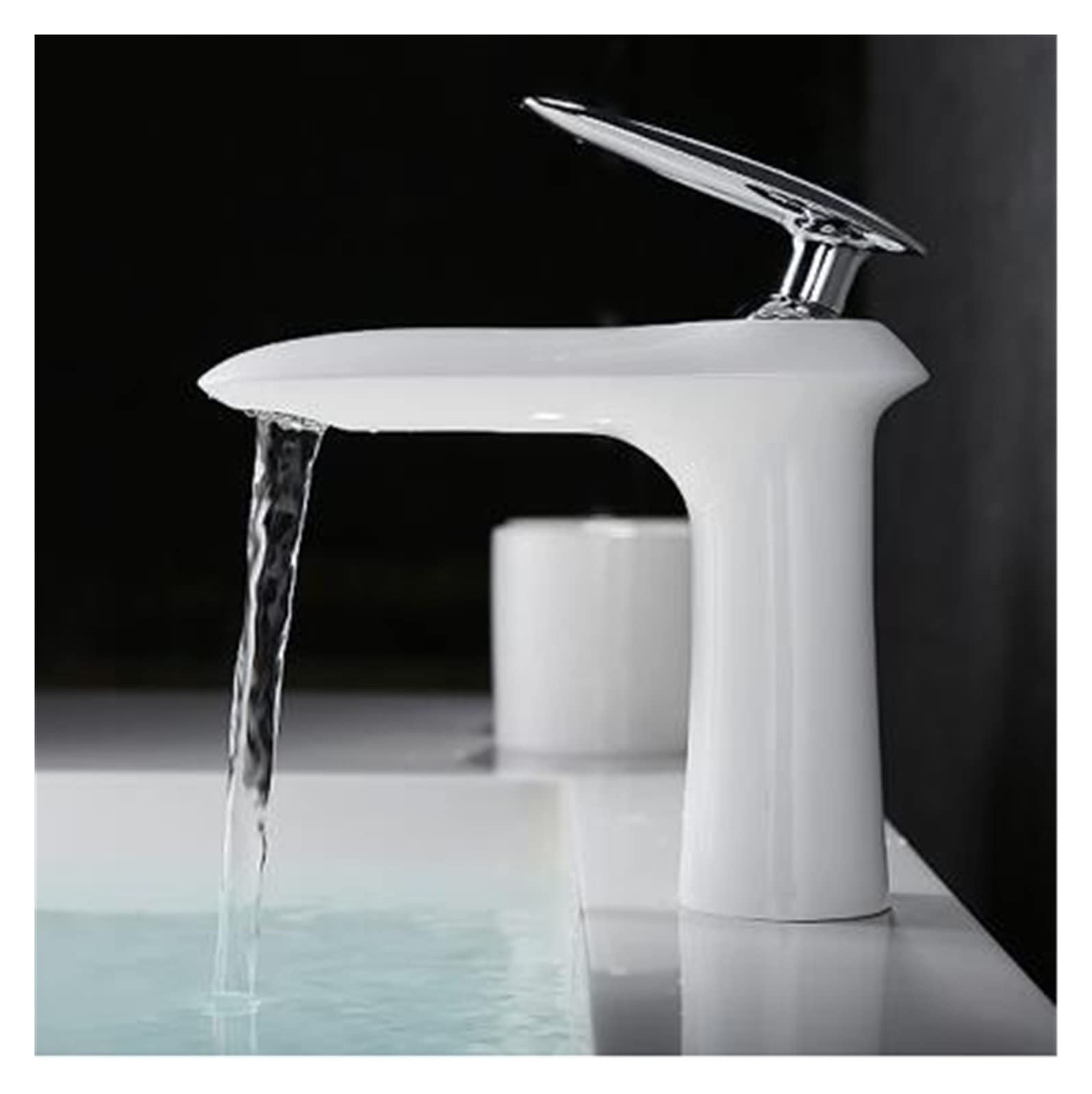 Robinet de lavabo de salle de bain mitigeur court blanc et or chrome pour eau chaude froide