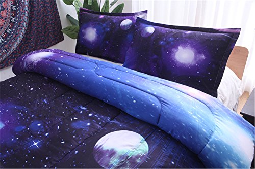 Yousa 3Pcs Galaxy Comforter Set Bedspreads/Coverlet Sets Outer Space Bedding Sets (3Pcs,01) #TOP2
