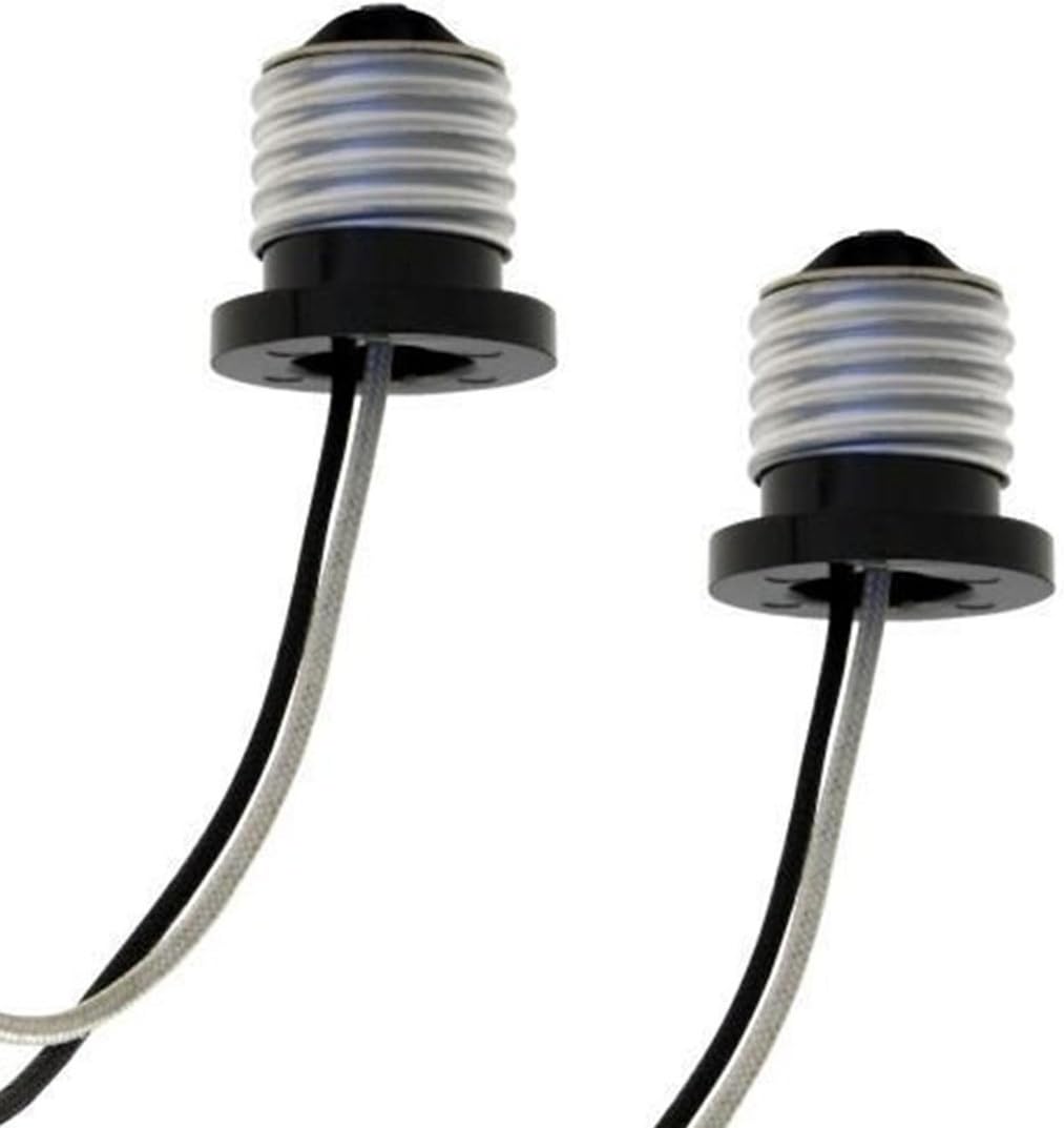 SIL-E26-8 Edison E26 Base Male Screw in Light Bulb Socket Pigtail, Ceiling LED Retrofit Power Adapter, Medium, 8 Piece