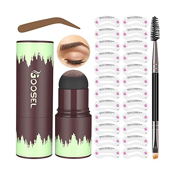 GOOSEL-Eyebrow-Stamp-Stencil-Kit-One-Step-Brow-Stamp-Shaping-Kit-with-24-Reusable-Eyebrow-Stencils-and-1-Eyebrow-Tint-Brush-Waterproof-Women-Makeup-Tools-Brown GOOSEL Eyebrow Stamp Stencil Kit, One Step Brow Stamp Shaping Kit with 24 Reusable Eyebrow Stencils and 1 Eyebrow Brush, Waterproof Women Makeup Tools (Brown)