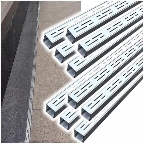 Mini Channel Drain Grate System for Outdoor Patio & Garden, 2" Wide Removable Grate, Pack of 10, Ideal for Effective Water Drainage & Control, Durable & Easy to Install