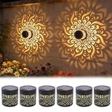 FoxGift Solar Fence Lights Outdoor Garden, Solar Wall Lights, Solar Fence Light (6 Pack Mandala)
