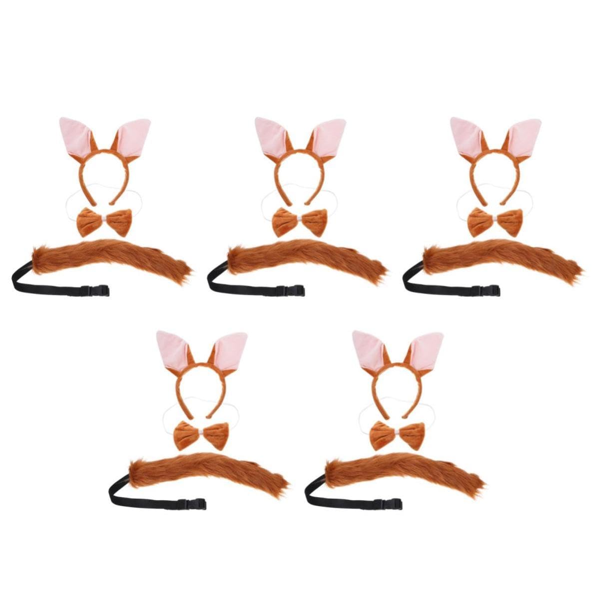 Healeved 15 Piezas Diadema Orejas de Marrón de Poliéster para Disfraz de Cosplay de Halloween y Carnaval, Accesorio Ajustable para Mujeres