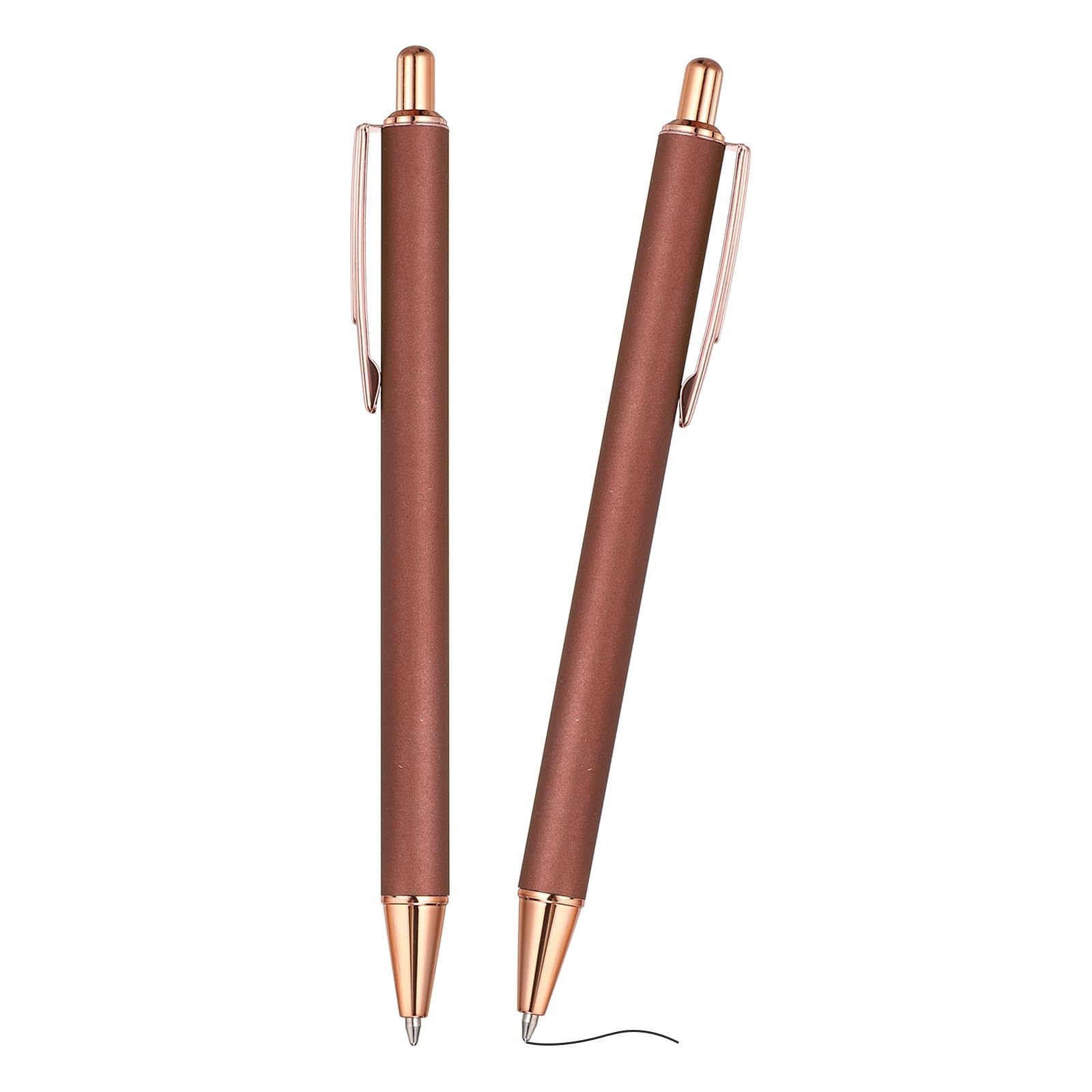 PATIKIL 2Pcs Fancy Pens for Women, Medium Point 1.0mm Black Ink Glitter Ballpoint Pen Metal Retractable Journaling Ballpoint for Gifts Office Journaling, Champagne Gold