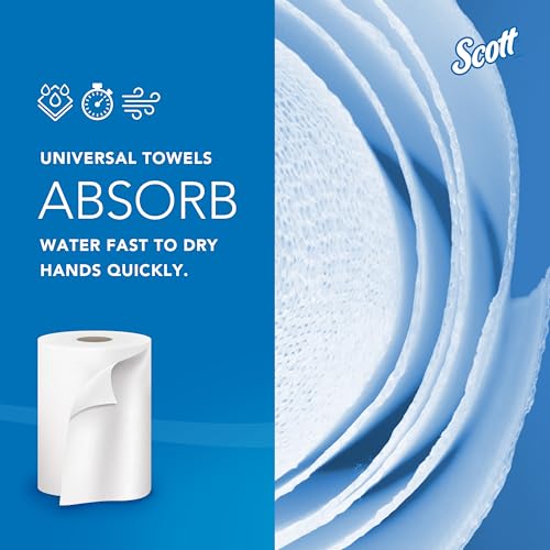 Image of Scott Professional Hard Roll Paper Towels, Bulk, 6 Rolls x 800' (56158) | Universal 1.5 inch Core, 100% Recycled Fiber, White, Standard Tier, Absorbency Pockets, Compatible with Universal Roll Dispensers