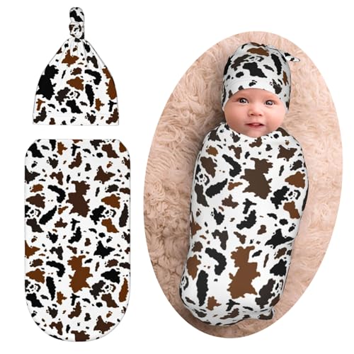 Image of Jarverce Cow Print Swaddle Blanket, Western Soft Swaddling Blanket Baby Clothes, Cow Baby Stuff