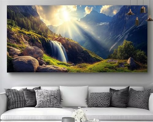 Kit Complet Diamond Painting Forêt et Montagne 5D | Grand Canevas Strass 40x120cm M853