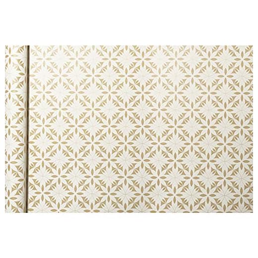 Clairefontaine 223830C - Un rouleau de papier cadeau Tiny rolls en kraft brut 100% recyclé 5m x 35cm (spécial petite largeur) 70g, Fleurs blanches