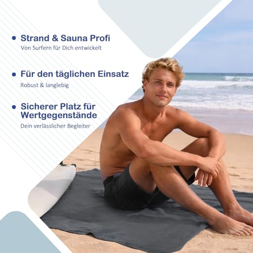 Asde PonDy Mikrofaser Badeponcho Unisex Damen Herren, Umziehhilfe & Handtuch, schnelltrocknend saugstark, Ultraleicht kompakt für Wassersport Surfen Strand Camping (Carbongrau, L)