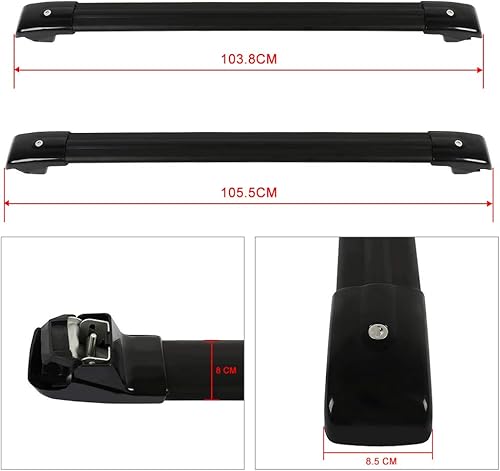 Miniatura 4 de LINNCAS Barras transversales negras con cerradura para techo GLK250 2.1L 4 puertas de 13-15 GLK300 3.5L 4puertas, para cargas de techo y equipo al