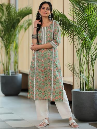 Image of Libas Printed Cotton Straight Kurta for Women