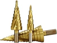 Vista 1 de Spiral Grooved Step Drill Bit Set HSS Titanium Hole Drilling Spiral Flute Cobalt Step Cone Drill,Carbide Step Drill Bit Woodworking Drill Bit HSS