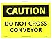 NMC C450PB OSHA Sign, Legend "CAUTION - DO NOT CROSS CONVEYOR", 14" Length x 10" Height, Pressure Sensitive Adhesive Vinyl, Black on Yellow