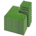PrimeZone 54 PCS Interlocking Artificial Grass Tiles - 12"x12" Turf Outdoor Indoor Fake Grass Deck Flooring Set for Patio, Balcony, Backyard