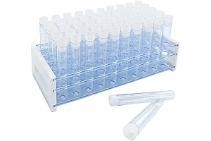 50Pcs Clear Plastic Test Tubes With Rack