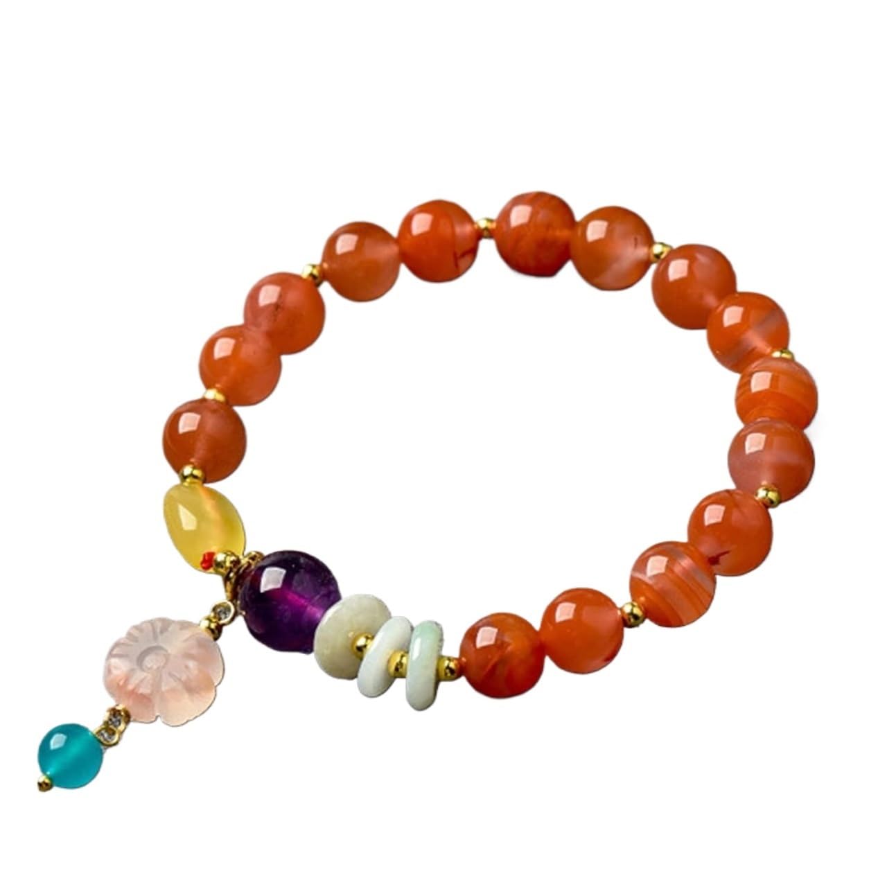 Nzpost Women's C Rystal Bracelet,Agate Bracelet, South Red Agate Bracelet 9Mm Round Beads Lucky Harms For A