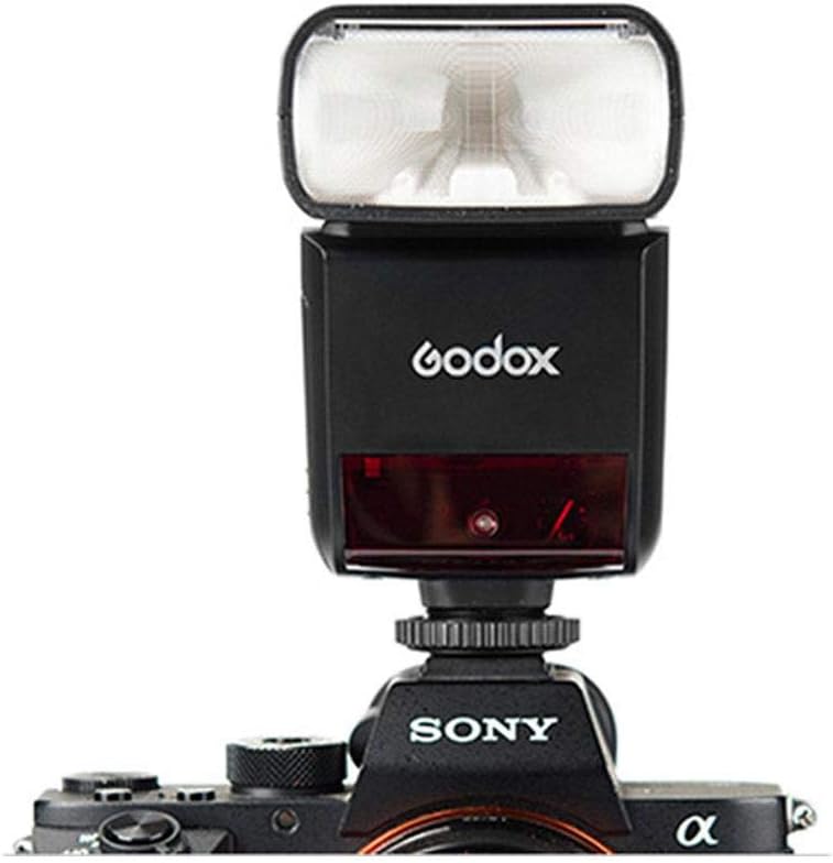 Contents of the Godox V350S package, including flash, battery, charger, diffuser, mini stand, and protective case.