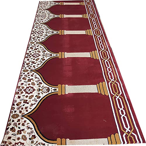 Image of Sifa Carpet Hand Washable Zanamaz Prayer Carpet for Masjid(Mosque) - 4x50 Feet Maroon Color