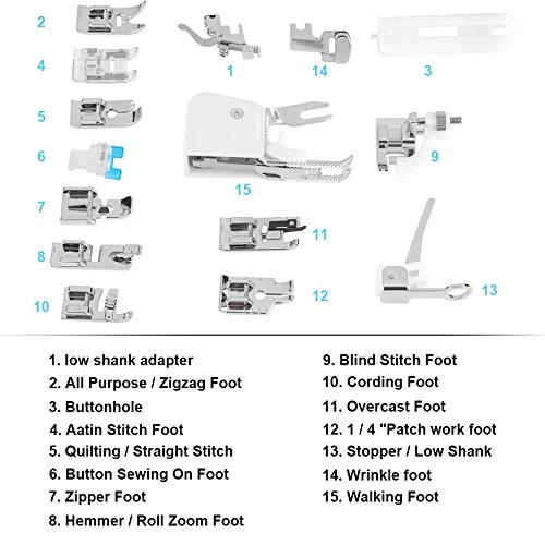 Kit de 15 Piezas Pies para Máquina de Coser miniatura 4