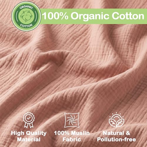 Image of Organic Muslin Baby Blanket 3-Pack Olive, Cinnamon & Wildflower, 38x40 Inch 100% Organic Cotton Oeko-TEX Certified Ultra-Soft Swaddle Blankets for Newborn, Baby Girl Shower Gift Set