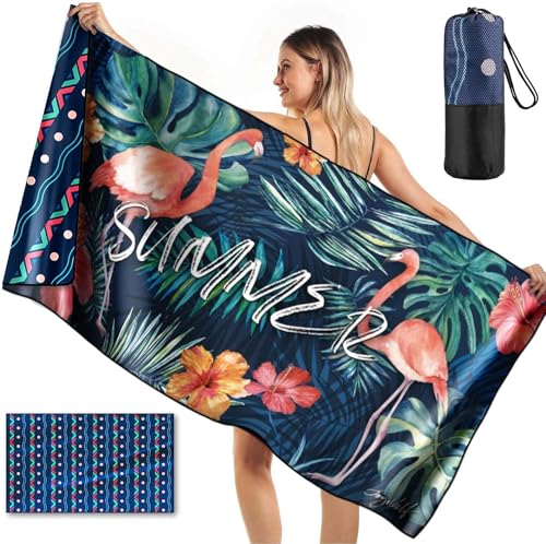 Joyoldelf Strandtuch, Mikrofaser Handtuch, Badetuch Groß 160x80cm, Saunahandtuch, Strand Handtücher Sandfrei, Schnell Trocknende, Leichtes und Dünnes Tragbares Saunatuch Badehandtuch