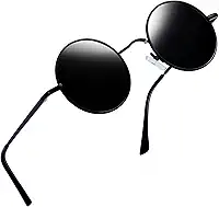Óculos de Sol Redondos Femininos e masculinos Polarizados, Círculo Hippie Vintage Retrô Steampunk Armação de Metal Joopin Óculos de Sol para Mulheres e Homens com proteção UV (Preto)