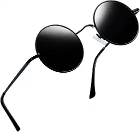 Óculos de Sol Redondos Femininos e masculinos Polarizados, Círculo Hippie Vintage Retrô Steampunk Armação de Metal Joopin Óculos de Sol para Mulheres e Homens com proteção UV (Preto)
