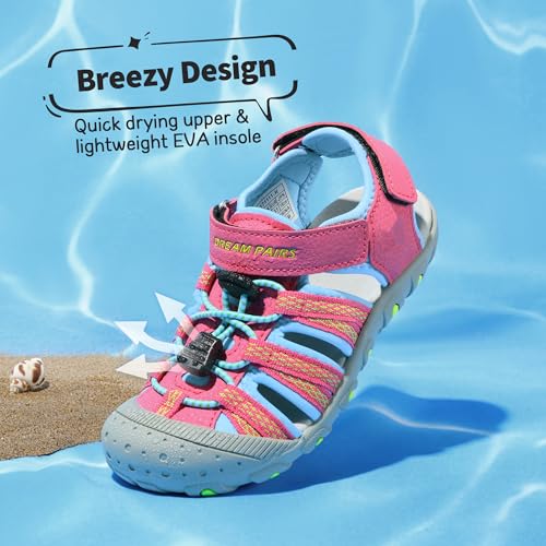Image of DREAM PAIRS Unisex Summer Water Athletic Sandals | Closed-Toe Protection Quick-Drying Upper Comfort Footbed Durable Non-Slip Sole Hook-And-Loop Outdoor Sport Walk Hike