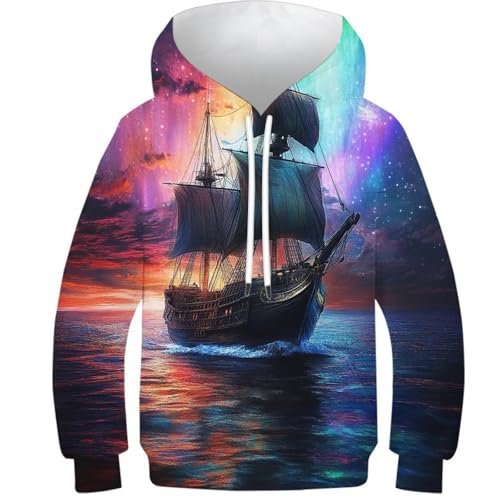 Sweat-shirt capuche enfant 11-13 ans imprimé astronomie vêtement manches longues style 3D