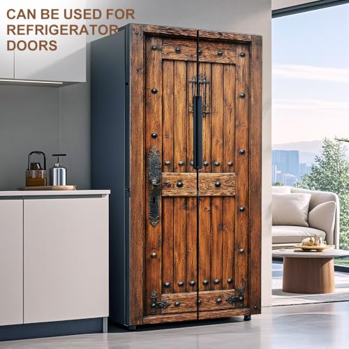 Image of Vintage Wood Door Sticker, Peel & Stick Door Cover, 30.3x78.7in