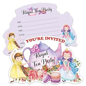 15 PCS Watercolors Floral Teapot Cute Princess Shaped Fill-In Invitations Cards With Envelopes, Funny Birthday Baby Shower High Tea Royal Tea Party Invites for Teen Girls Adult Tea Lover