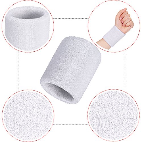 bememo 12 pack wrist sweatbands for men and women sports wristbands tennis sweatbands moisture wicking wristband for working out football basketball sports315 inchwhite