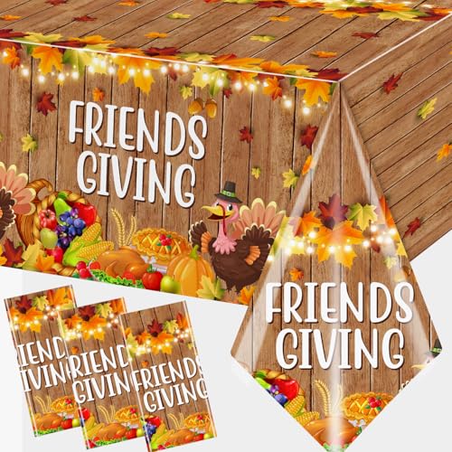 GREHUMOR 3pcs Friendsgiving Tablecloth Party Decorations Thanksgiving Fall Turkey...