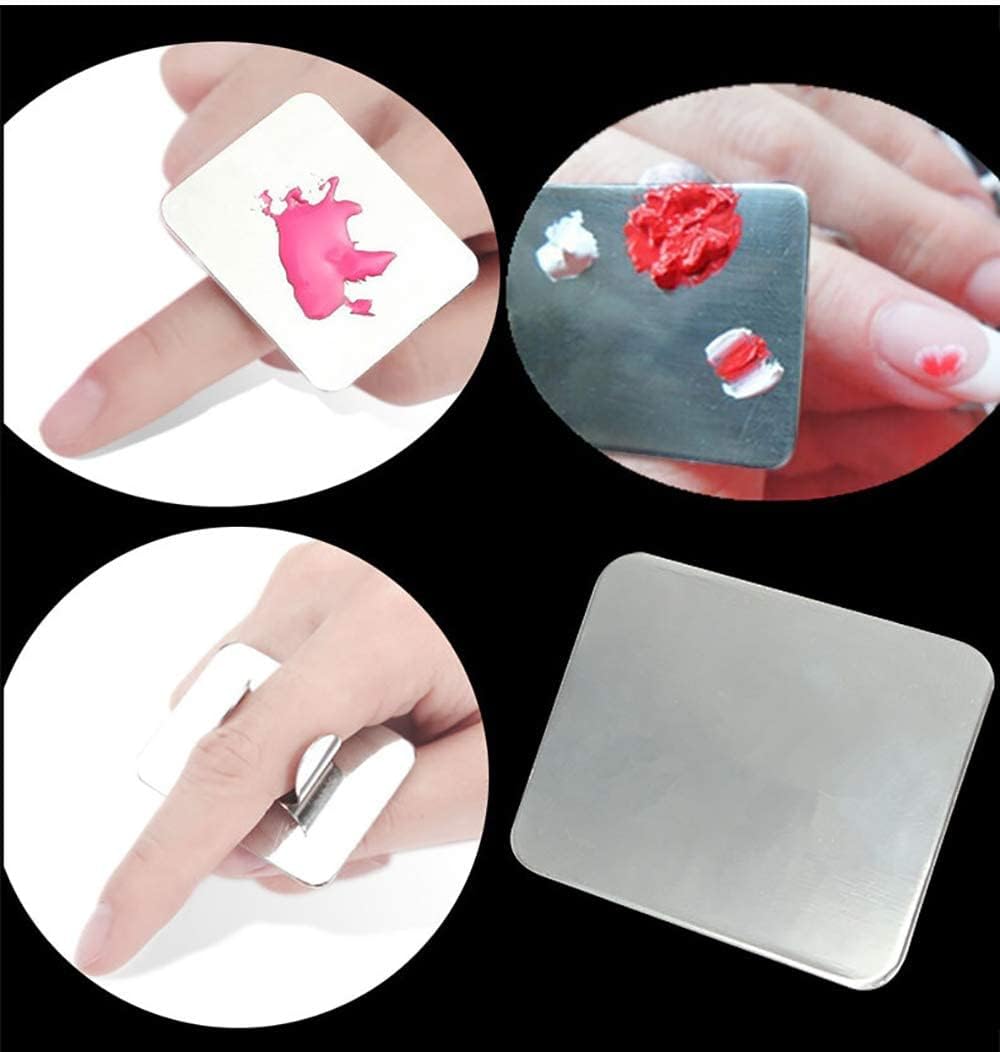 COSLUXE Nail Art Palette Stainless Steel Makeup Mixing Palette Ring Nail DIY Art Design Paint Color Mixing Palette Metal Tool (Pack of 1, Small) 2