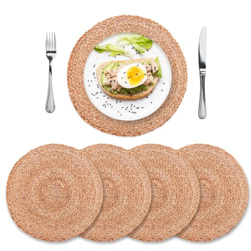 Eco Crave Round Jute Placemats, Set of 4, 13 Inch...