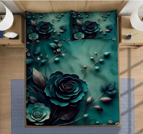 Image of Premium 7D Printed King Size Bedsheet Set with Pillow Covers Soft Cotton Blend Double Bedsheet for Home (Pillow Covers :18x28 inches Bedsheet :90x100 DarkGreen)