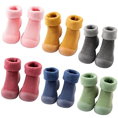Betadog Toddler Baby Boys Girls Floor Socks Anti Slip Thick Knee High Cotton Sock Toddler Walking Socks Autumn and Winter