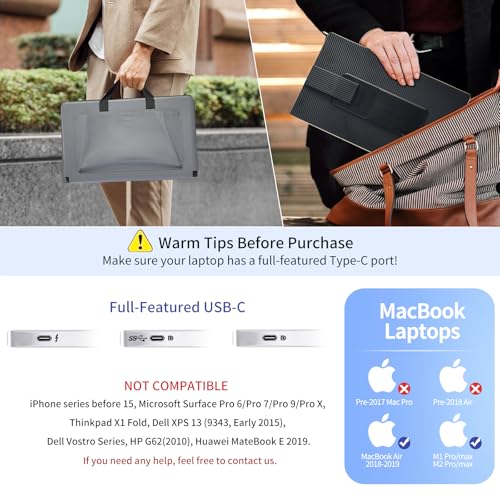 Image of 15.6 inch Laptop Screen Extender, FHD 1080P IPS Triple Monitor Extender, Detachable Portable Monitor for Laptop 13-17.3 inch,Plug-Play Portable Screen Compatible with MacOS /Windows /Phone