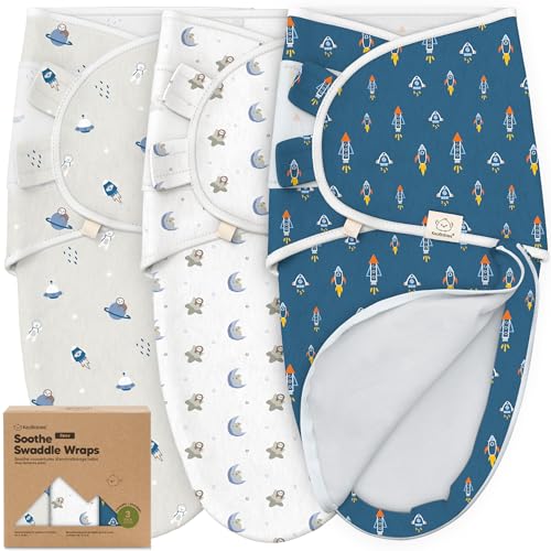 Image of Baby Swaddle Sleep Sacks with Zipper - 3-Pack Swaddles for Newborns 0-3 Months, Infant, Baby Girls, Boys, Soft & Durable Newborn Sleep Sack, Easy Diaper Change Swaddling Blanket (Cosmo)