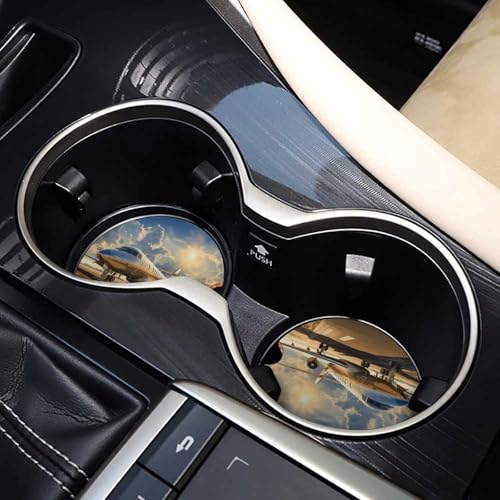 Portavasos de madera para coche con diseño avión privado 2 unidades miniatura 7