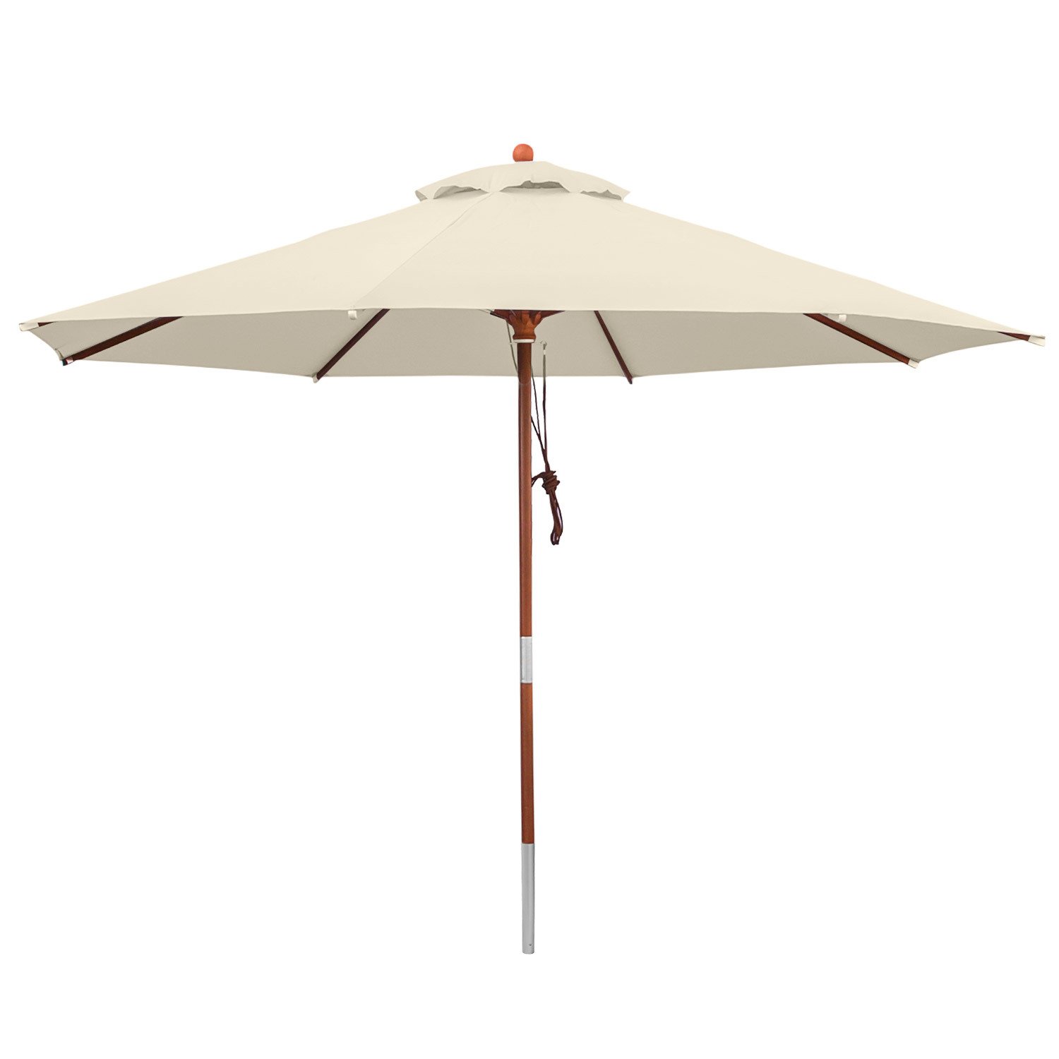 anndora® Sonnenschirm mit Holz Stamm 2 Teile Stammschutz - Gartenschirm 3,5 m rund 350 cm - UV Schutz + Winddach - Farbwahl