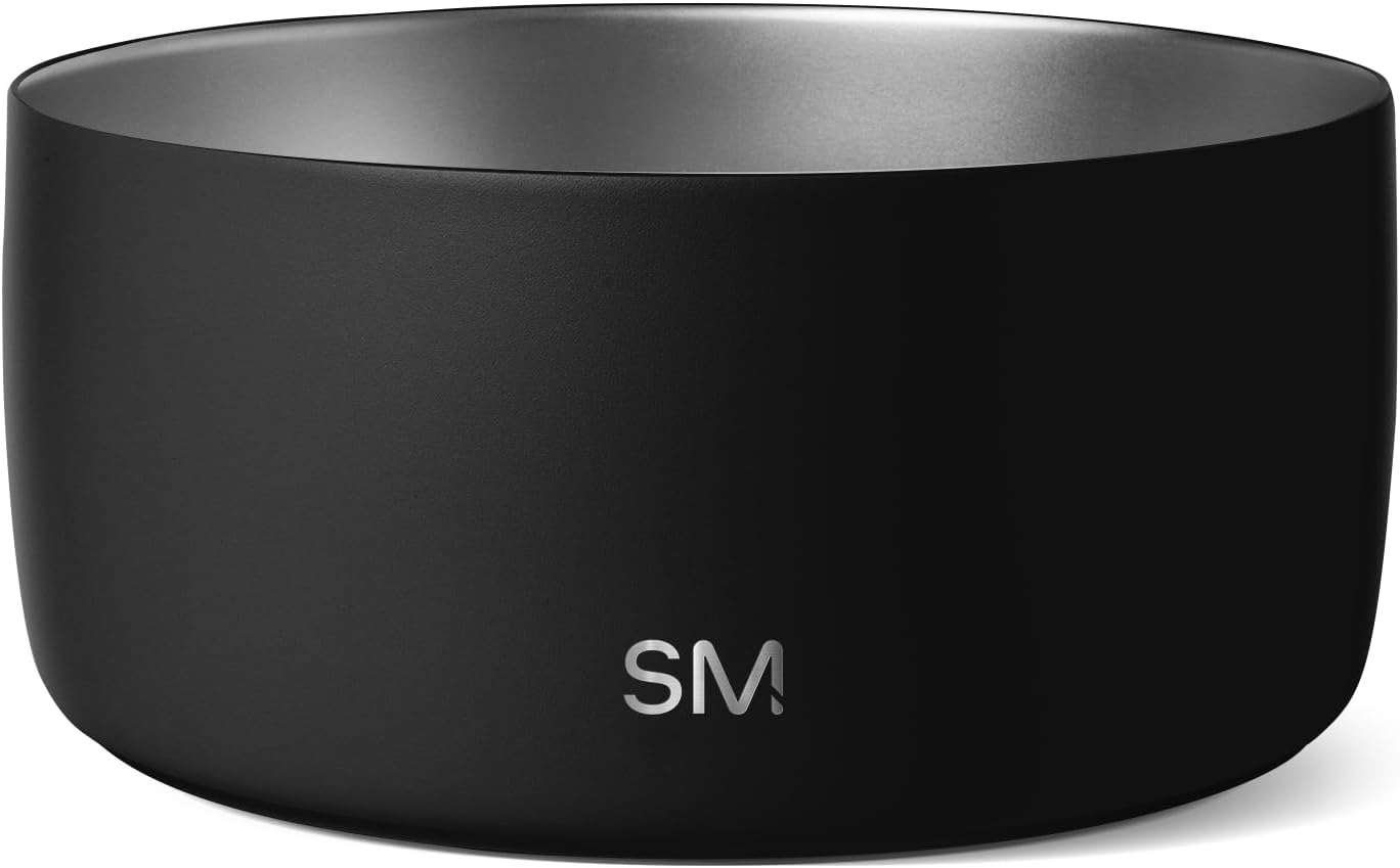 Simple Modern Stainless Steel Pet Water Bowl for Dogs & Cats | Insulated Stainless Steel Food Bowls for Dog Cat | No Tip No Slip BPA Free | Bentley Collection | Medium (4 Cups) | Midnight Black
