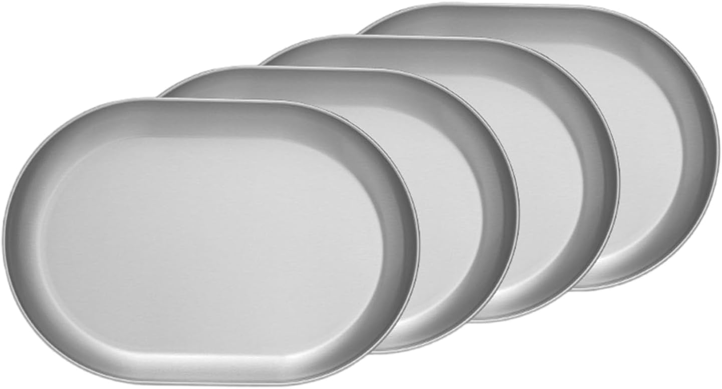 Multipurpose Stainless Steel Shallow Plates/Basins Barbecue Tableware Dinnerwares for Outdoor Cooking Camping Cookware Set