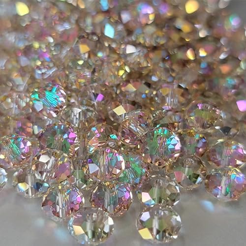 Laopottbeads 460Pcs 8mm Crystal Glass Beads for Jewelry Making Beads for Bracelets Necklace Pendants Making Supplies(Silver Champagner)