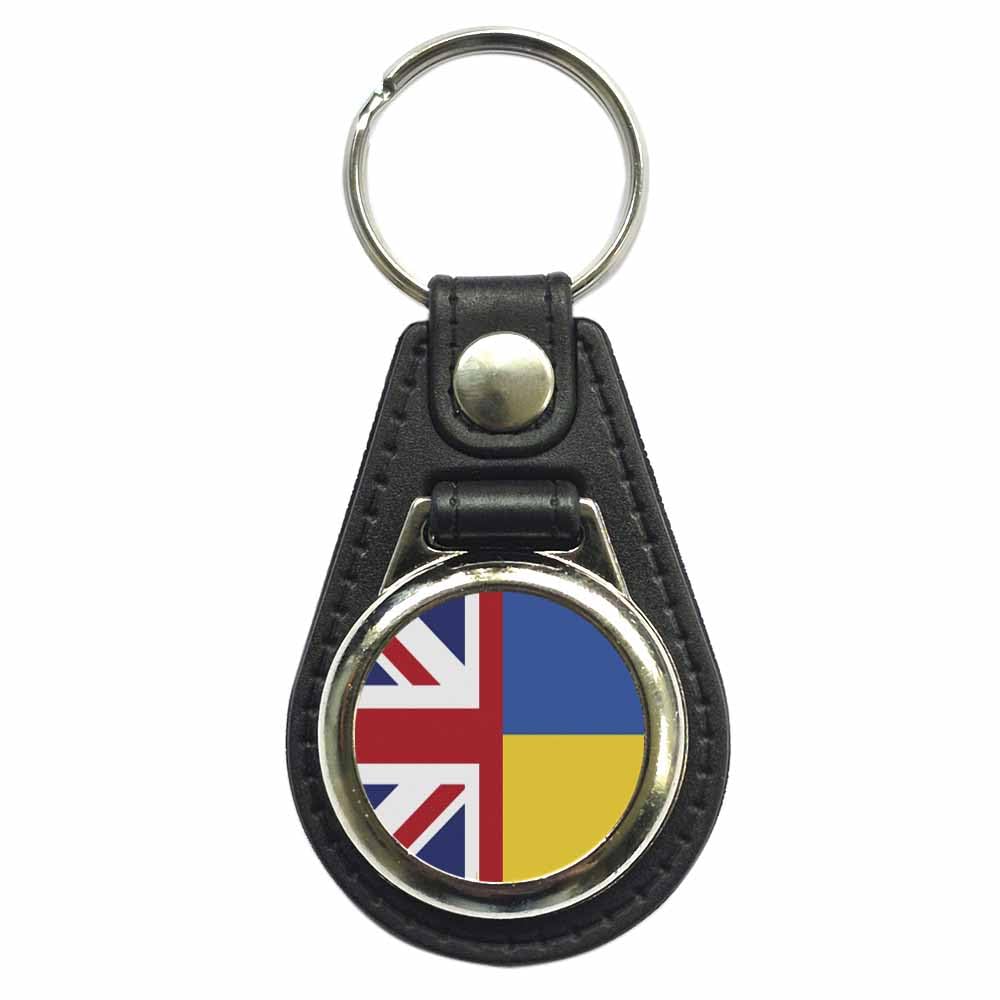 Ozorath Unisex Multicolour United Kingdom Ukraine Split Flag Keyring