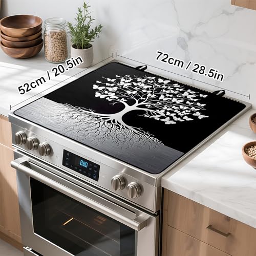 Image of Tree of Life Stove Top Cover Retro Flower Gas Stove Top Cover for Home Decoration Kitchen Pad Non-Stick Washable Cooktop Covers Countertop Protector Keep Stove Clean 28 inchx20 inch