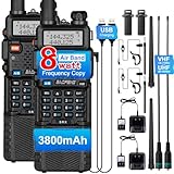 BAOFENG Radio UV-5R 8W Ham Radio Long Range,VHF/1.25M/UHF 5RX Tri-Band Handheld High Power 3800mAh Rechargeable Walkie Talkies, Two-Way Radio for Survival Gear,Air Band,Frequency Copy,3800mAh -2 Pack