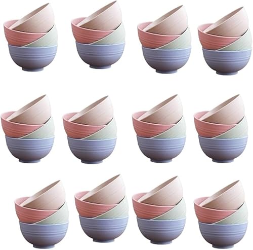 KryZaroプラスチックご飯茶碗セット(40 個/S サイズ)4 色混合 レンジ対応・耐熱 割れにくいお椀 汁椀・味噌汁用 大人・子供両用 再利用可能 おしゃれ食器