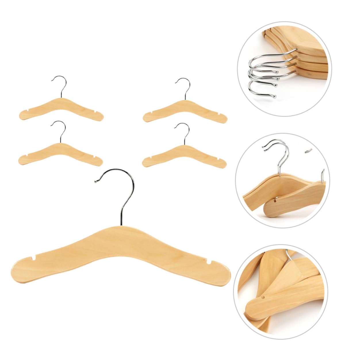 MUCKLILY 4sets Wooden Hangers for Clothes Non Slip Hangers and Smooth Finish for Clothing for Nursery Organization 5pcs*4