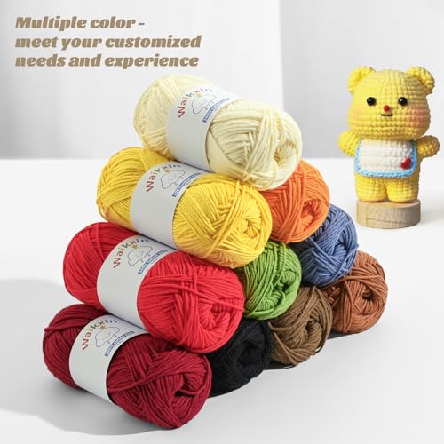 Image of Cotton Yarn for Crocheting - 524.9yds / 7.05oz Baby Yarn for Crocheting Soft - 100% Milk Cotton Yarn 5 Ply Crochet Amigurumi Yarn for Crafts&Puzzle /Socks /Hats(4 Brown)